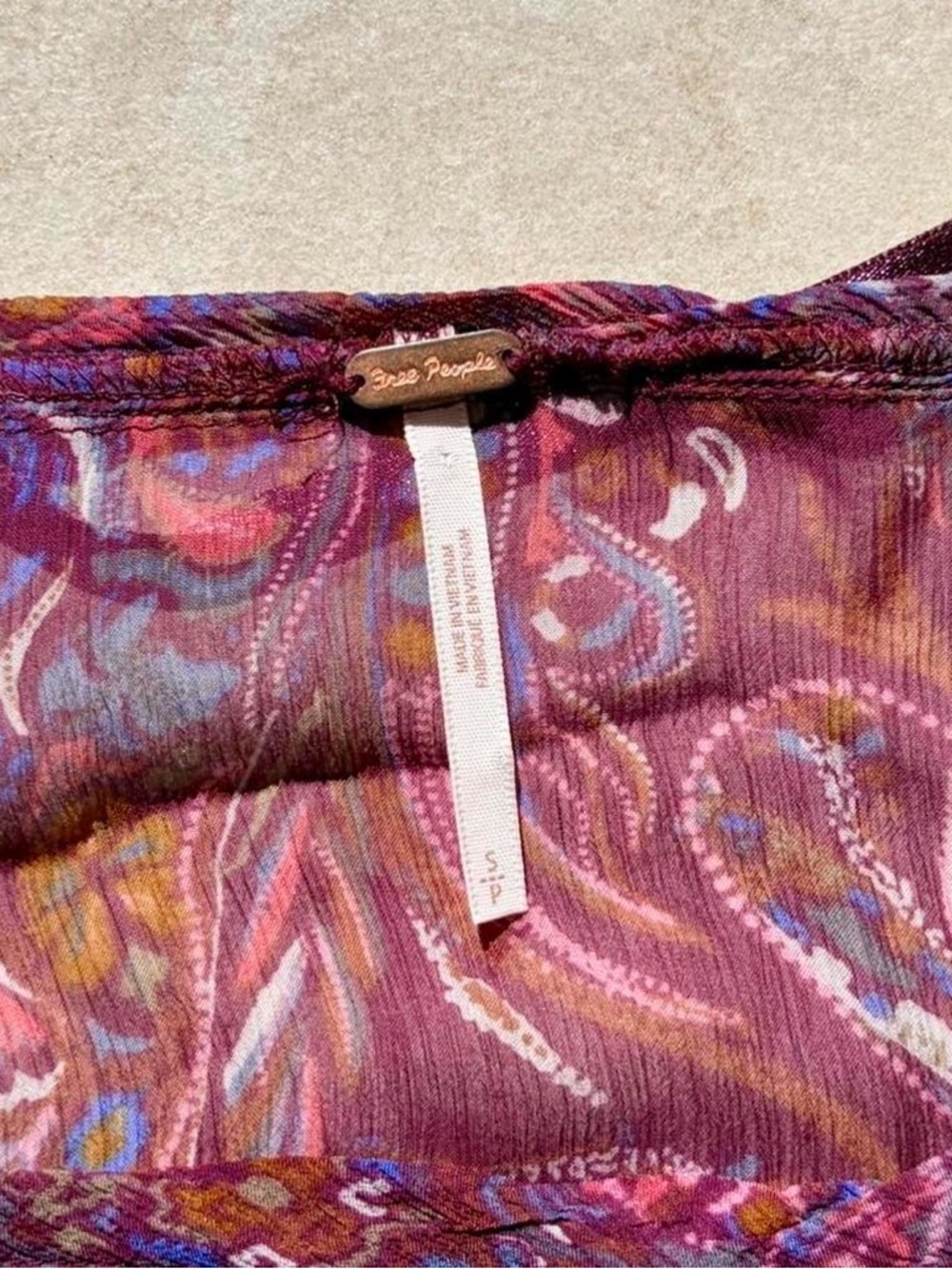 Free People “Say You Will” Sheer Paisley Top – Plum, Size Women’s Small 🌿 - Picture 3 of 5